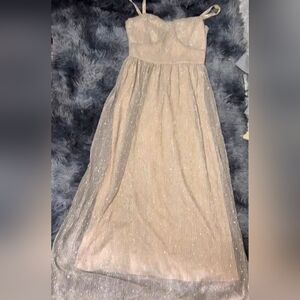 Shimmering Beige Maxi Dress